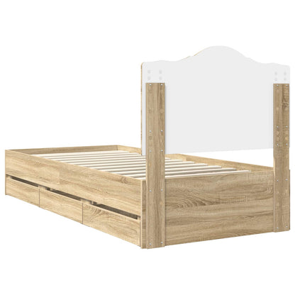 Bed Frame with Drawer Sonoma Oak 75 x 190 cm Engineer Wood
