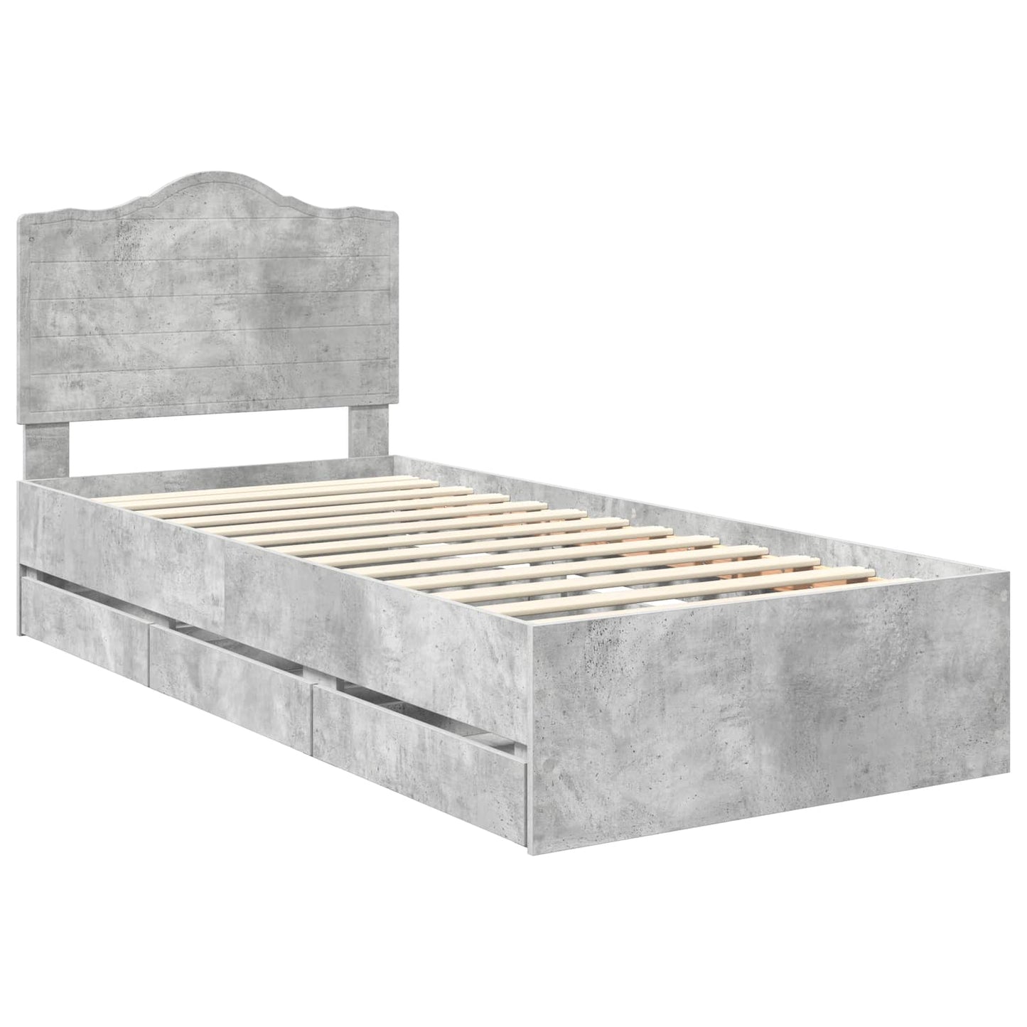 Bed Frame with Drawer Concrete Grey 75 x 190 cm Engineer Wood