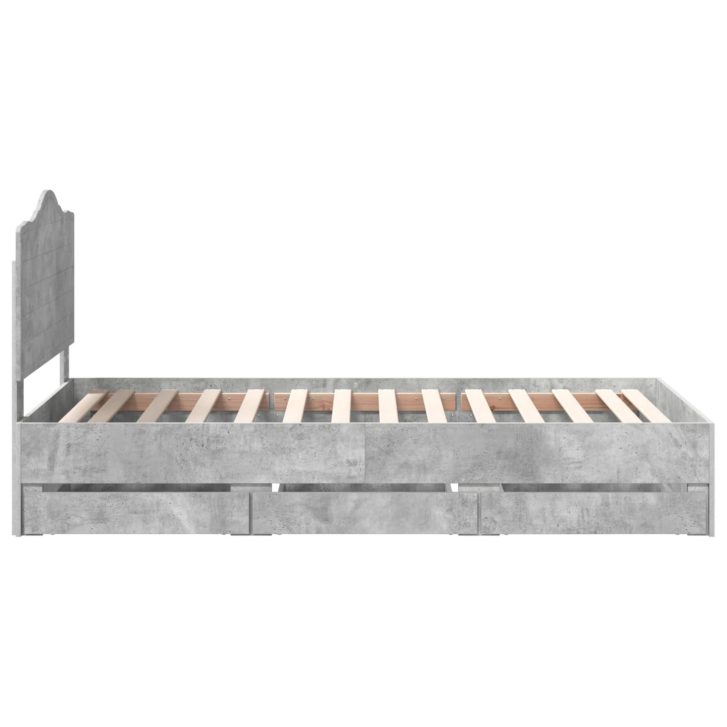Bed Frame with Drawer Concrete Grey 75 x 190 cm Engineer Wood