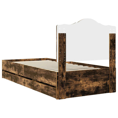 Bed Frame with Drawer Smoked Oak 75 x 190 cm Engineer Wood