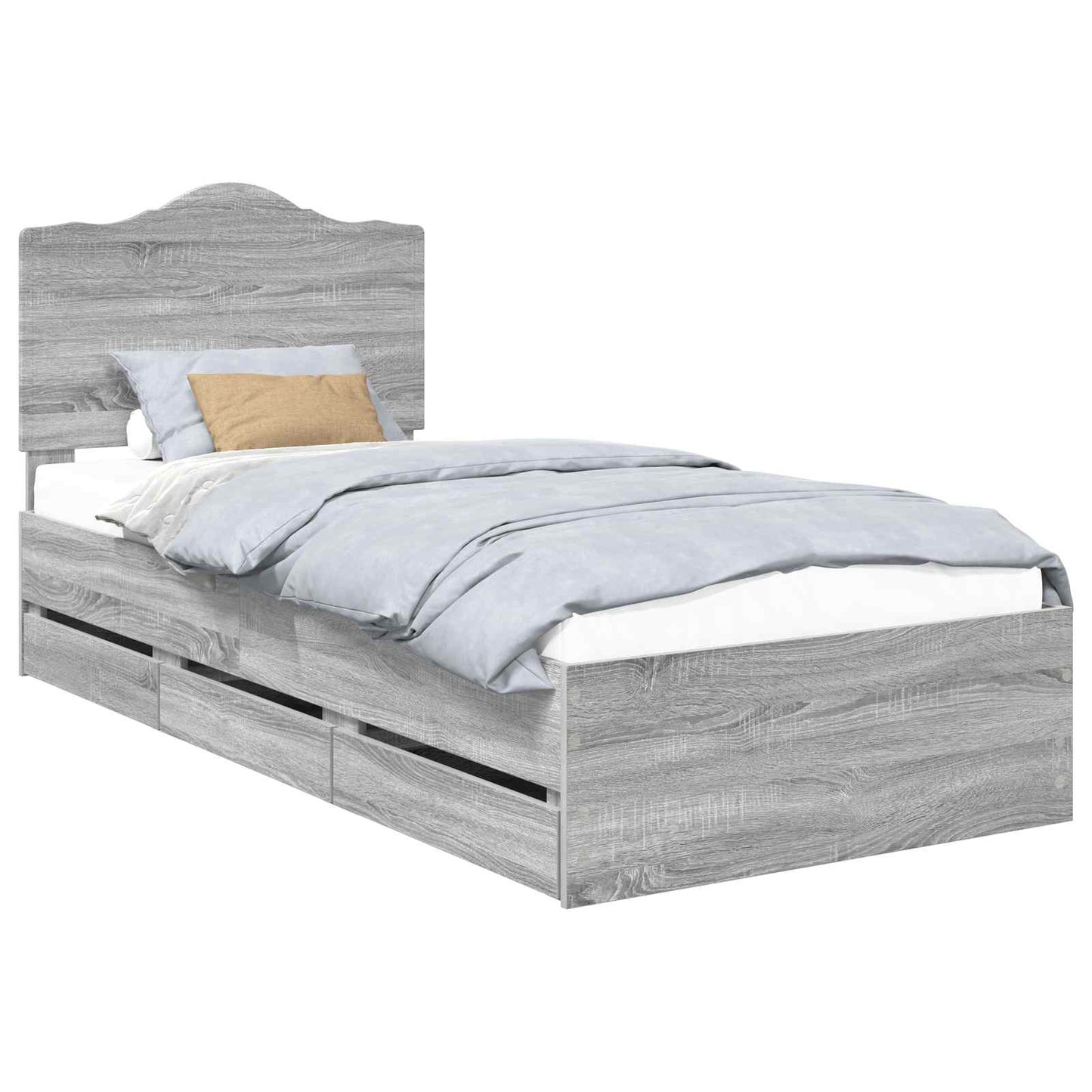 Bed Frame with Drawer Grey Sonoma 75 x 190 cm Engineer Wood