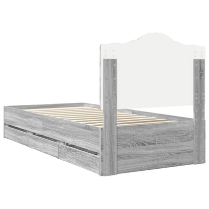 Bed Frame with Drawer Grey Sonoma 75 x 190 cm Engineer Wood