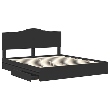 Storage Bed with Headboard Black 200 x 200 cm Engineered Wood