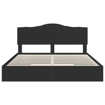 Storage Bed with Headboard Black 200 x 200 cm Engineered Wood