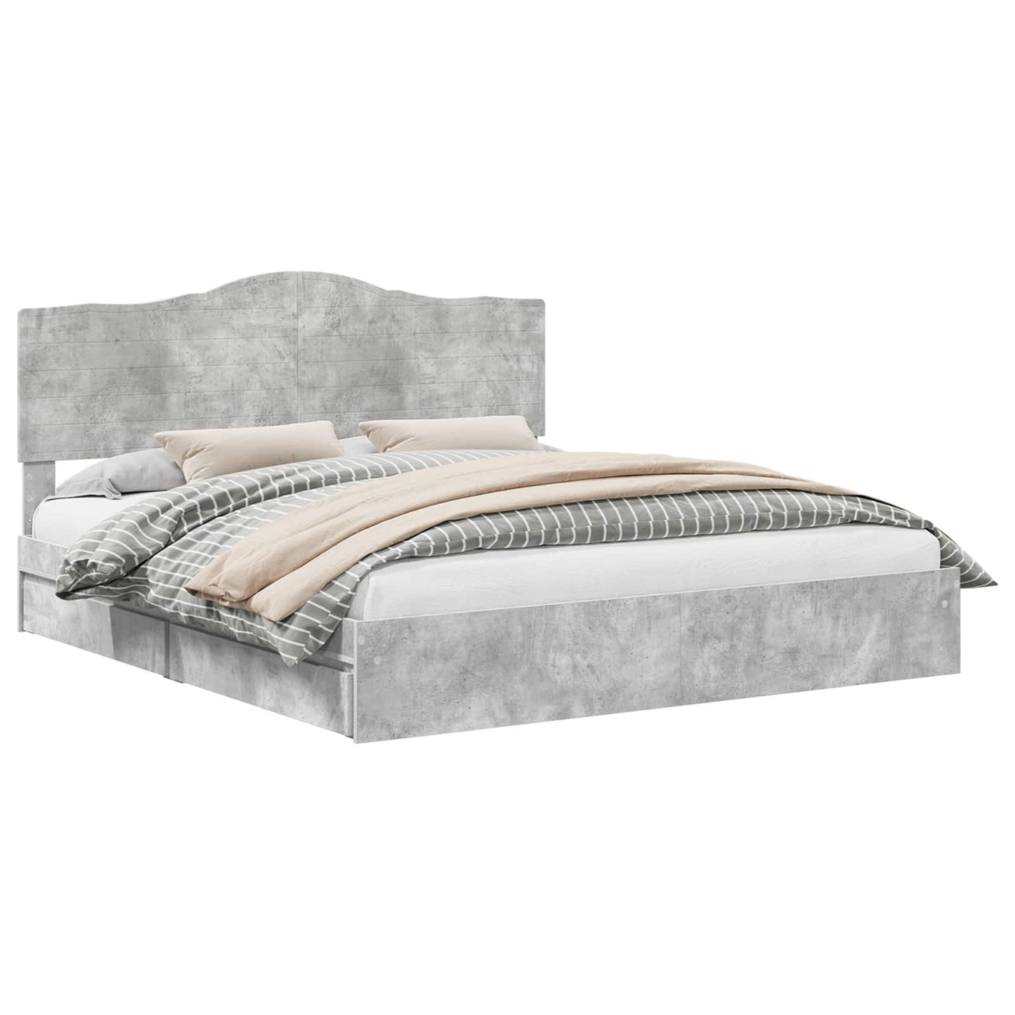 Storage Bed Concrete Grey 200 x 200 cm Engineered Wood