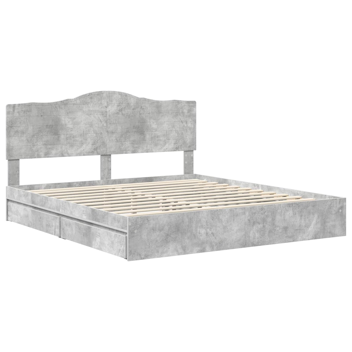 Storage Bed Concrete Grey 200 x 200 cm Engineered Wood