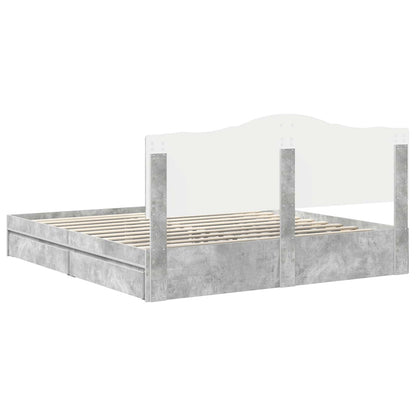 Storage Bed Concrete Grey 200 x 200 cm Engineered Wood
