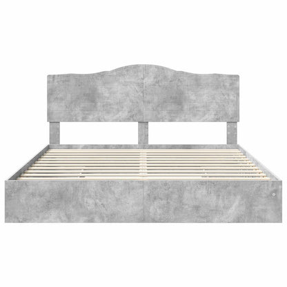 Storage Bed Concrete Grey 200 x 200 cm Engineered Wood