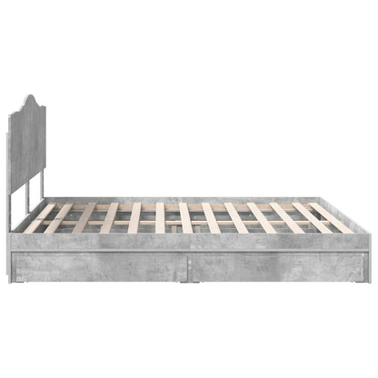 Storage Bed Concrete Grey 200 x 200 cm Engineered Wood