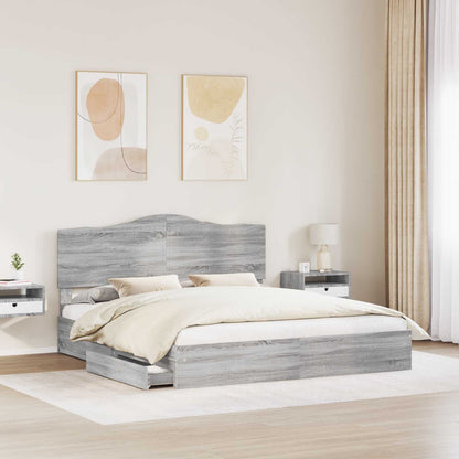 Storage Bed Grey Sonoma 200 x 200 cm Engineered Wood