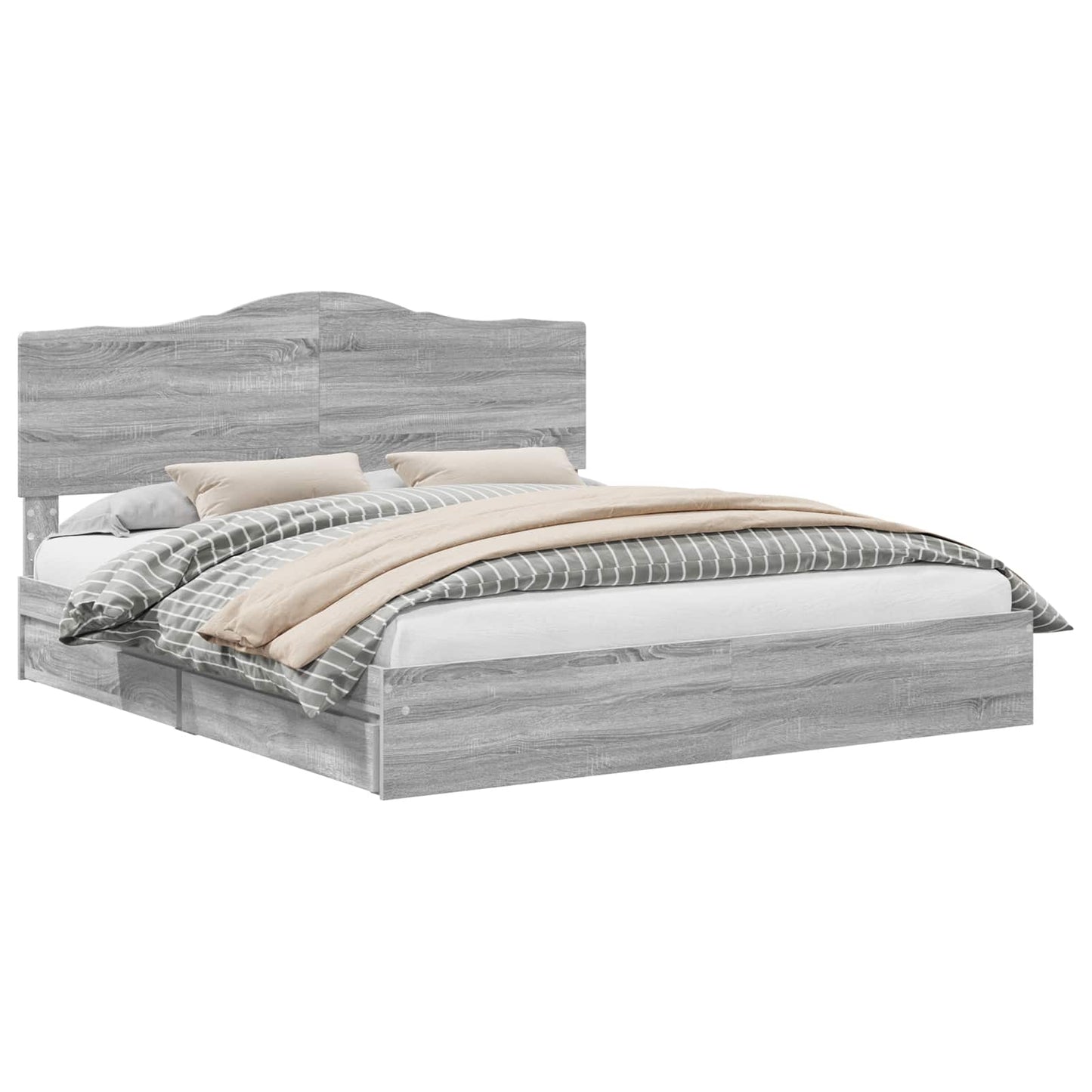 Storage Bed Grey Sonoma 200 x 200 cm Engineered Wood