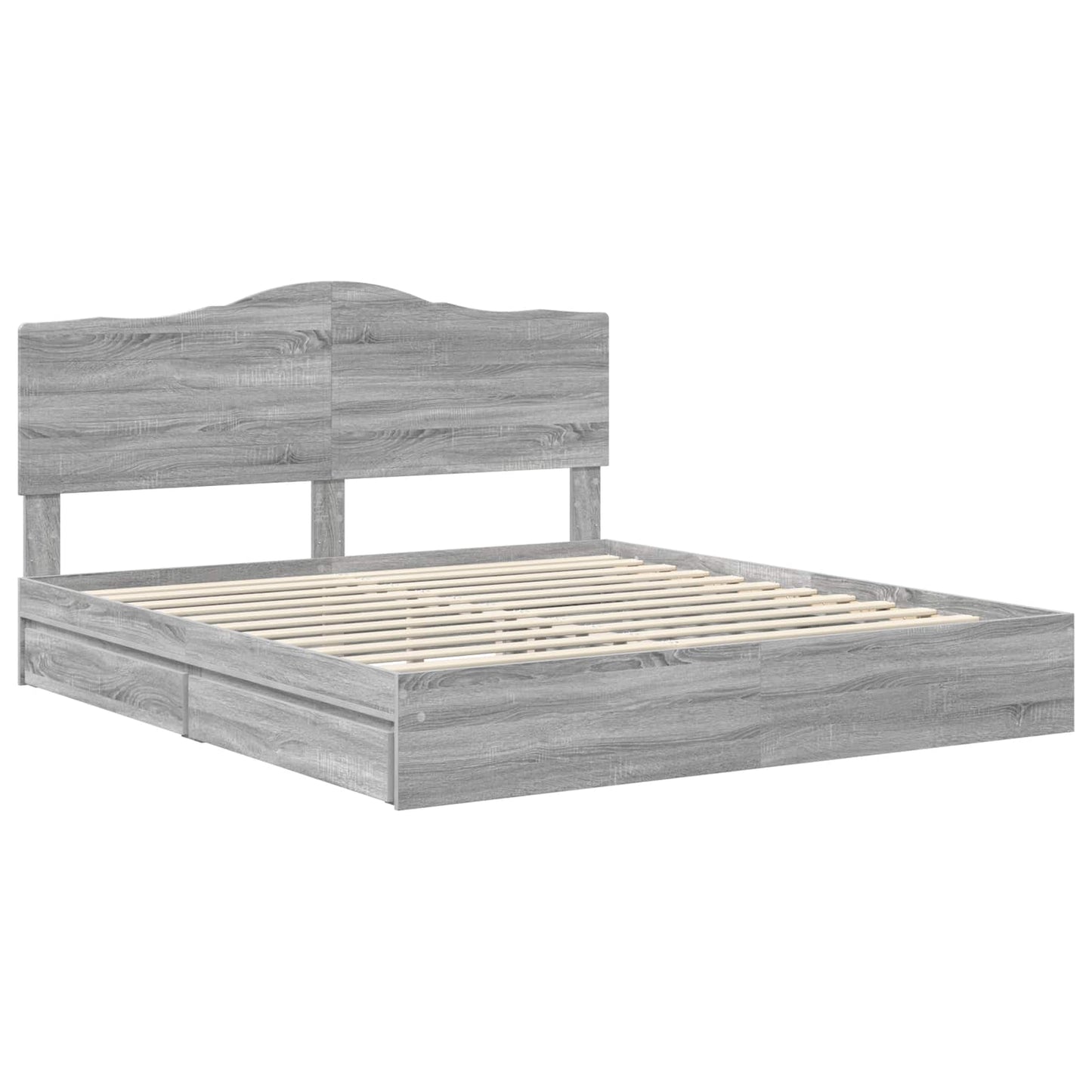 Storage Bed Grey Sonoma 200 x 200 cm Engineered Wood