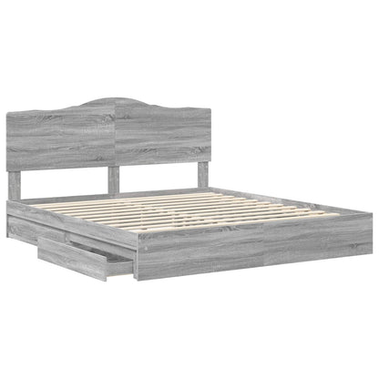 Storage Bed Grey Sonoma 200 x 200 cm Engineered Wood