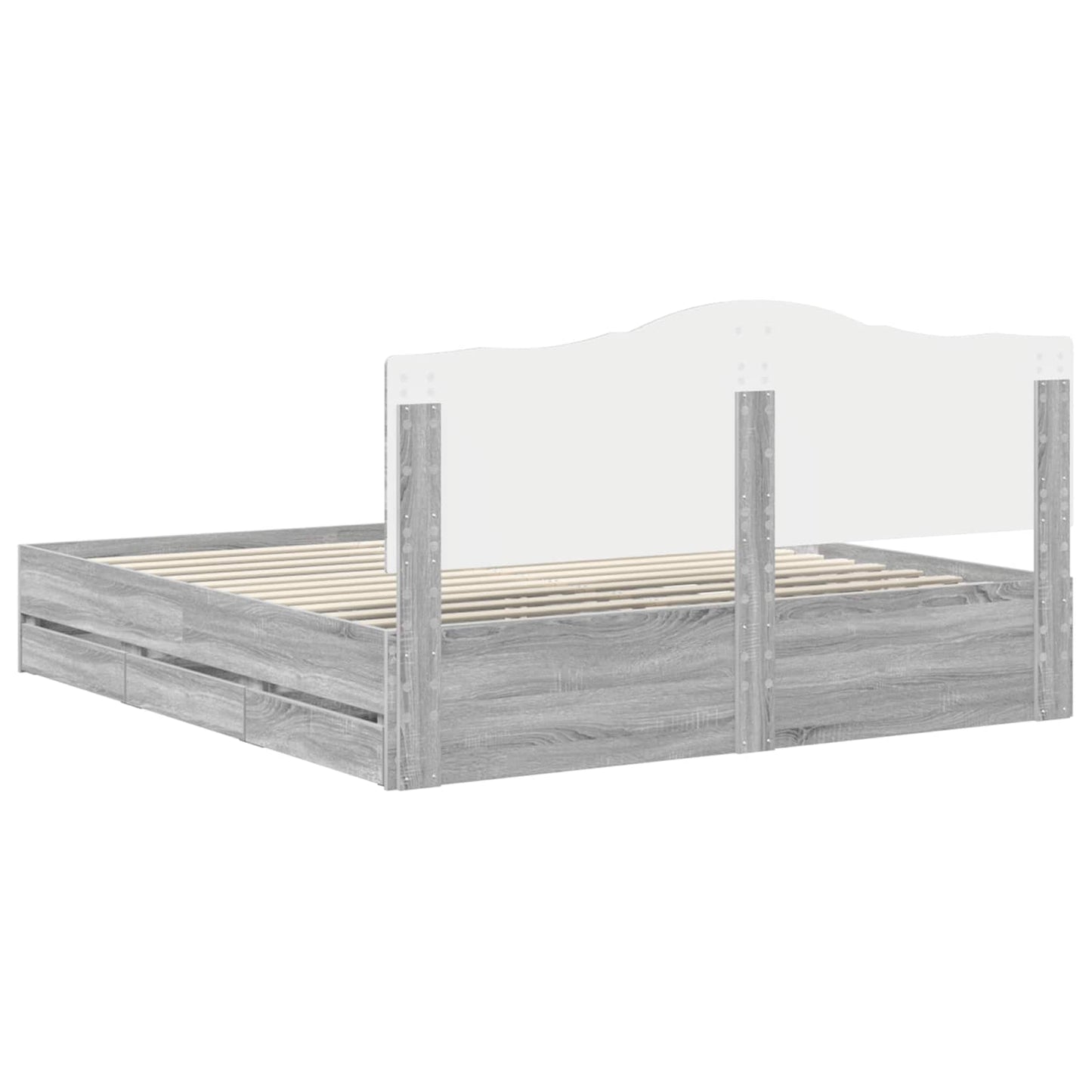 Storage Bed Grey Sonoma 200 x 200 cm Engineered Wood