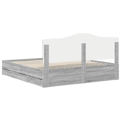 Storage Bed Grey Sonoma 200 x 200 cm Engineered Wood