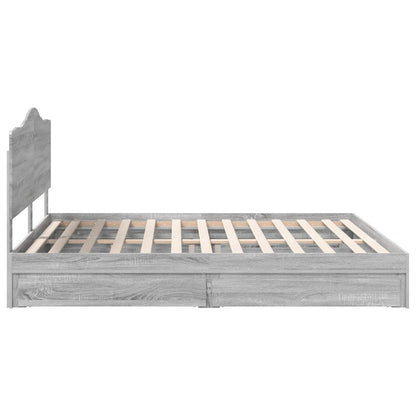Storage Bed Grey Sonoma 200 x 200 cm Engineered Wood