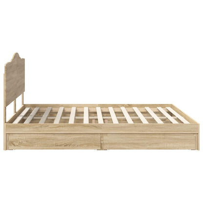 Storage Bed with Drawer Sonoma Oak 180 x 200 cm Engineered Wood