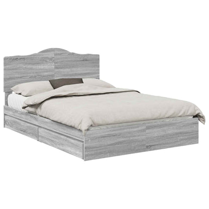 Storage Bed Grey Sonoma 160 x 200 cm Engineered Wood