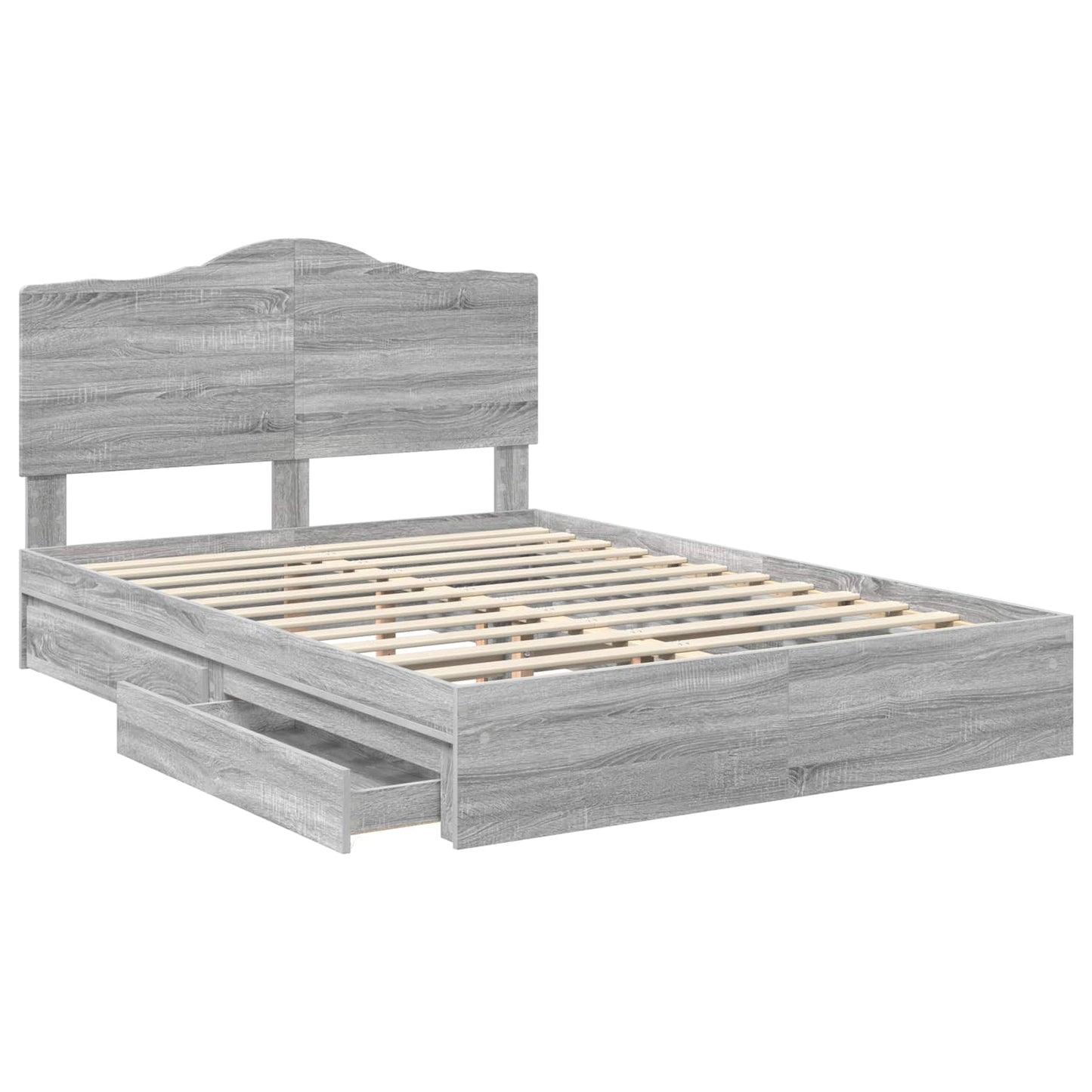 Storage Bed Grey Sonoma 160 x 200 cm Engineered Wood