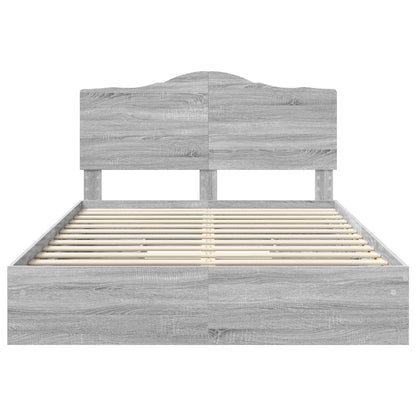 Storage Bed Grey Sonoma 160 x 200 cm Engineered Wood