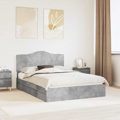 Storage Bed Concrete Grey 150 x 200 cm Engineered Wood
