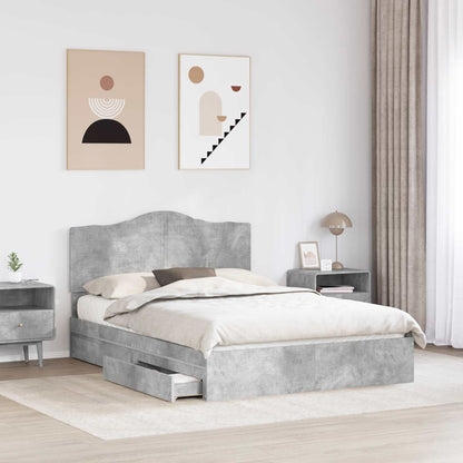 Storage Bed Concrete Grey 150 x 200 cm Engineered Wood