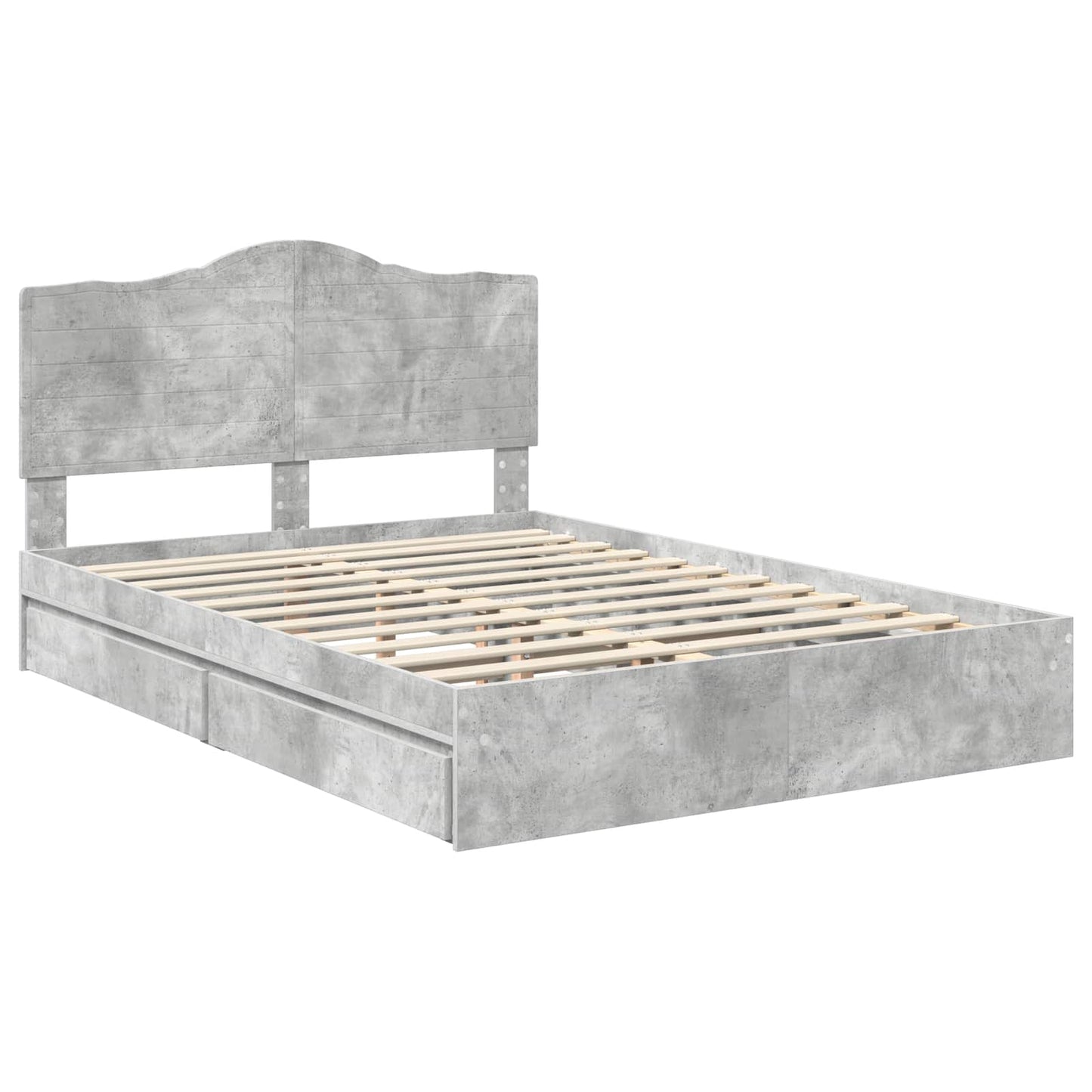 Storage Bed Concrete Grey 150 x 200 cm Engineered Wood