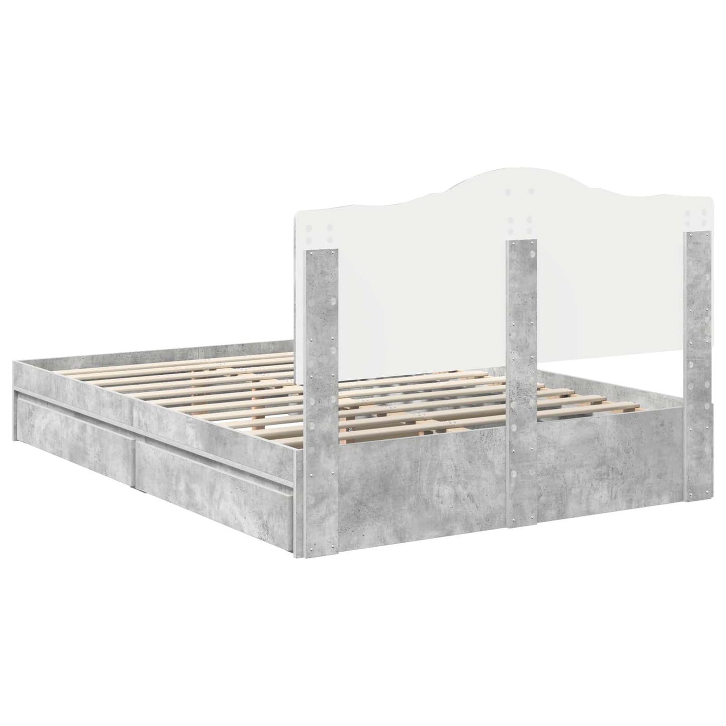 Storage Bed Concrete Grey 150 x 200 cm Engineered Wood