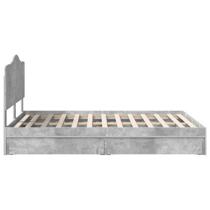Storage Bed Concrete Grey 150 x 200 cm Engineered Wood