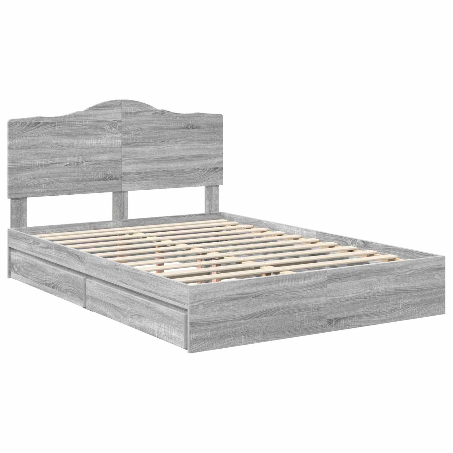 Storage Bed Grey Sonoma 150 x 200 cm Engineered Wood