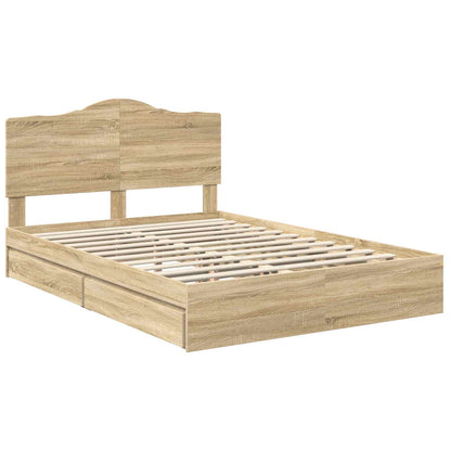 Storage Bed with Drawer Sonoma Oak 140 x 200 cm Engineered Wood