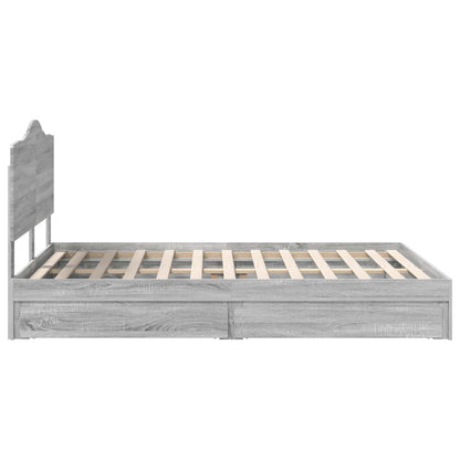 Storage Bed Grey Sonoma 140 x 200 cm Engineered Wood