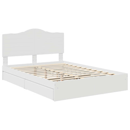 Storage Bed with Headboard White 140 x 190 cm Engineered Wood