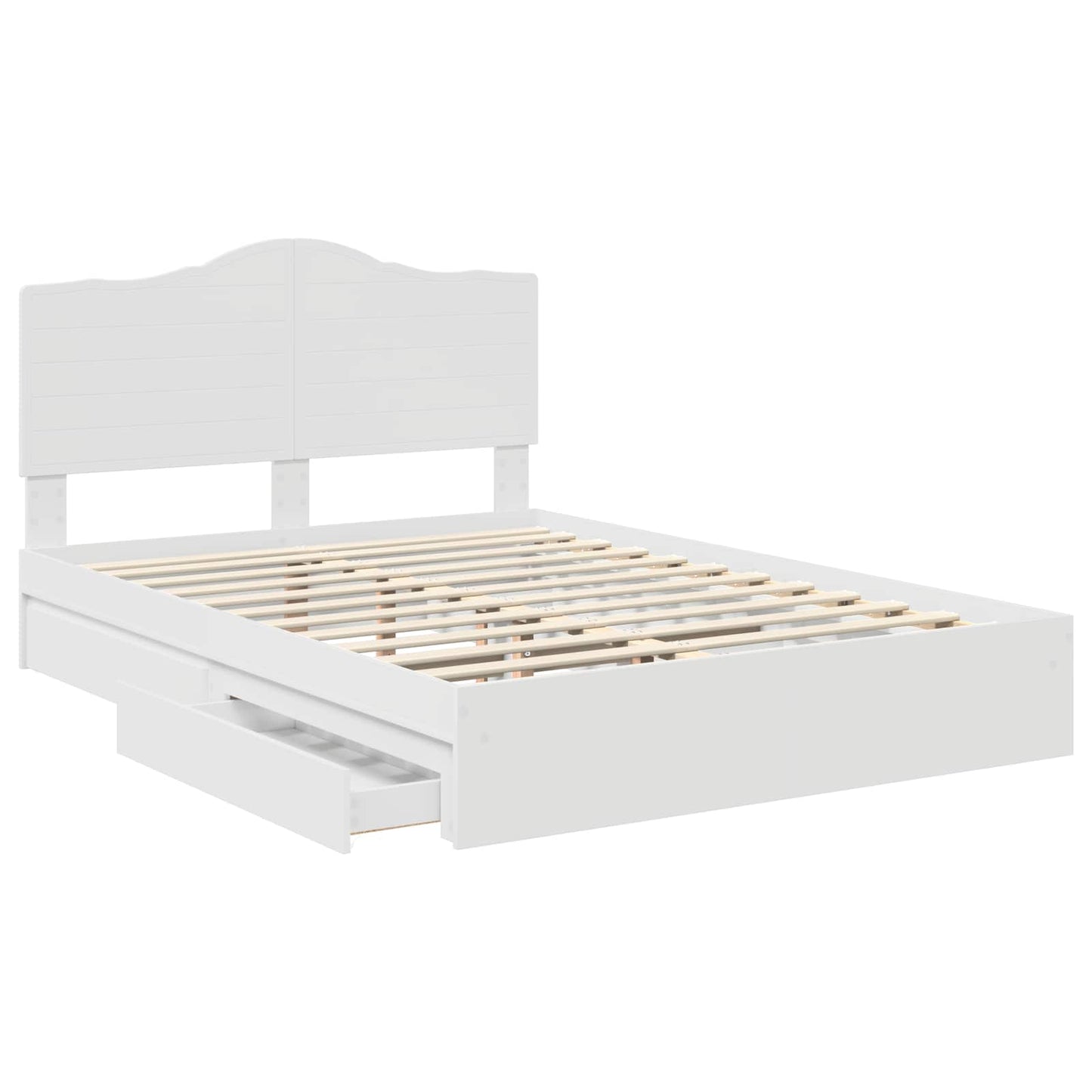 Storage Bed with Headboard White 140 x 190 cm Engineered Wood
