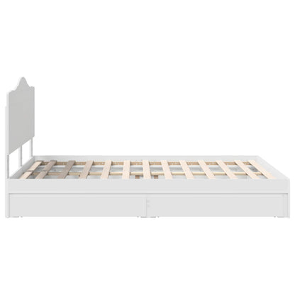 Storage Bed with Headboard White 140 x 190 cm Engineered Wood