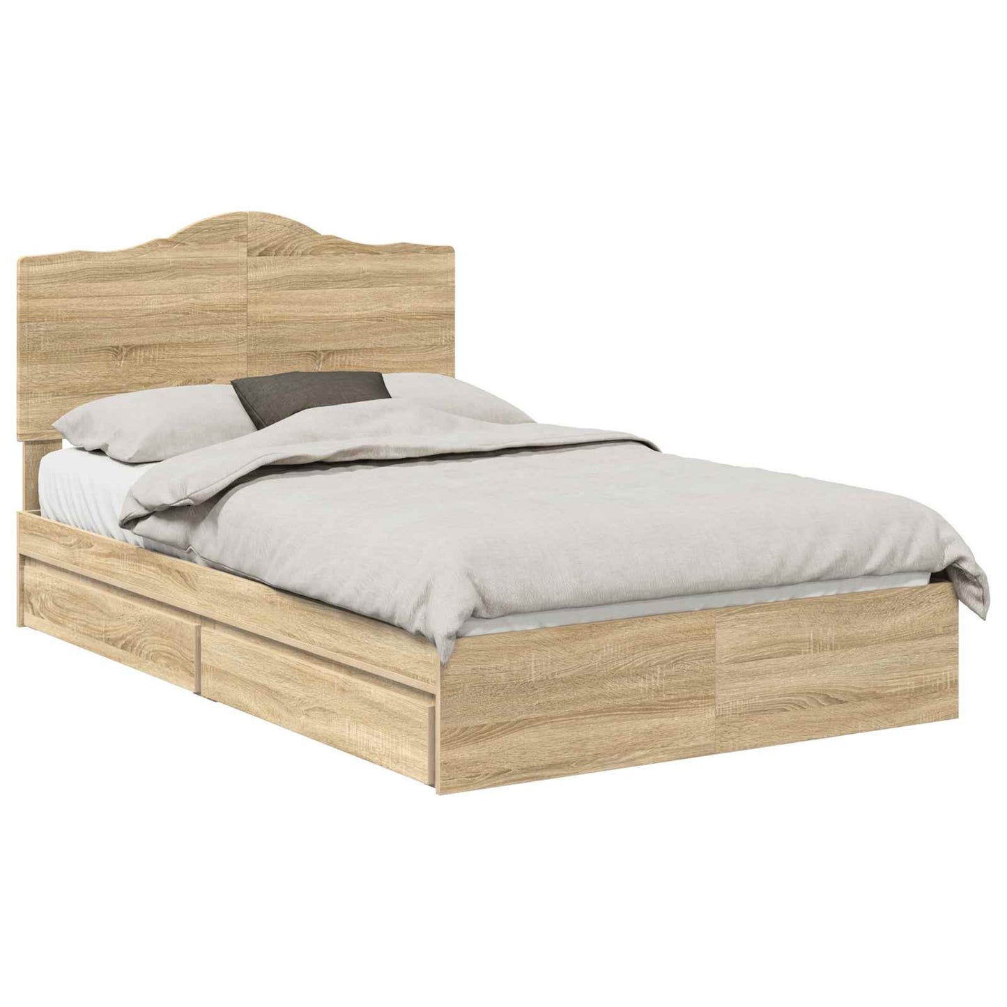 Storage Bed with Drawer Sonoma Oak 135 x 190 cm Engineered Wood