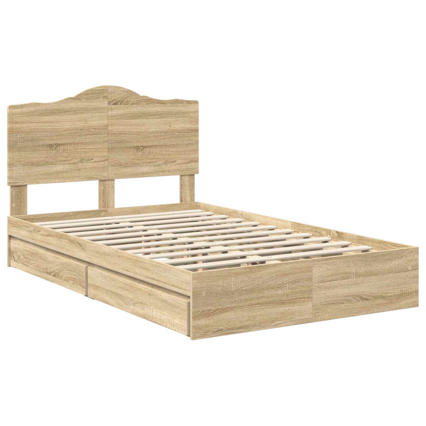 Storage Bed with Drawer Sonoma Oak 135 x 190 cm Engineered Wood