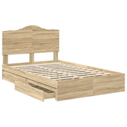 Storage Bed with Drawer Sonoma Oak 135 x 190 cm Engineered Wood