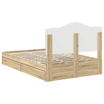 Storage Bed with Drawer Sonoma Oak 135 x 190 cm Engineered Wood