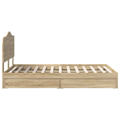Storage Bed with Drawer Sonoma Oak 135 x 190 cm Engineered Wood