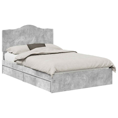 Storage Bed Concrete Grey 135 x 190 cm Engineered Wood