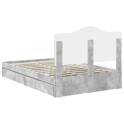Storage Bed Concrete Grey 135 x 190 cm Engineered Wood