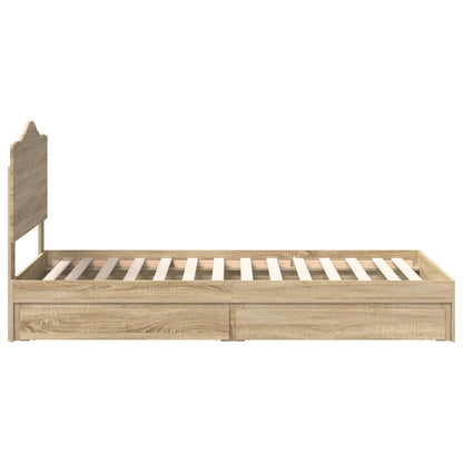 Storage Bed with Drawer Sonoma Oak 100 x 200 cm Engineered Wood