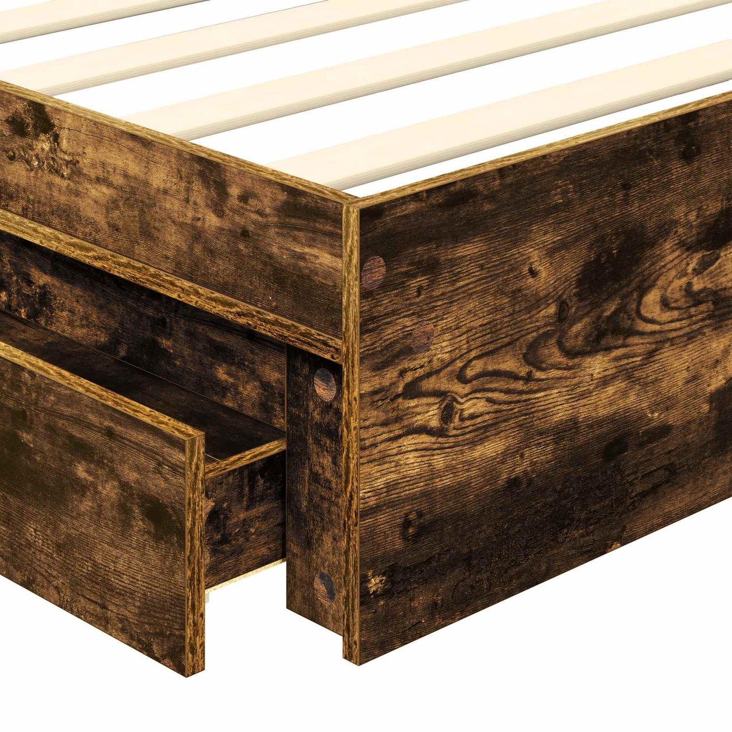 Storage Bed with Drawer Smoked Oak 100 x 200 cm Engineered Wood