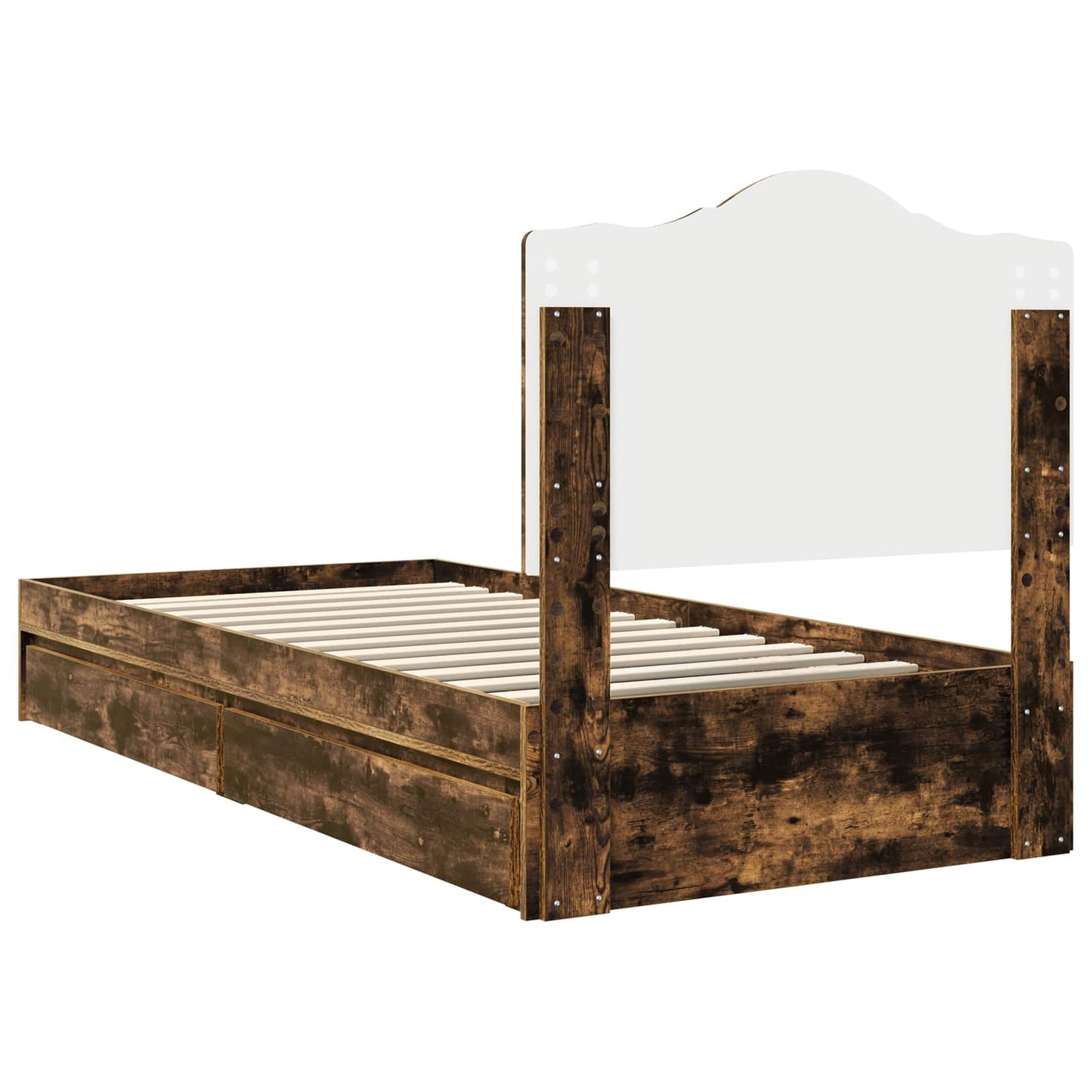 Storage Bed with Drawer Smoked Oak 100 x 200 cm Engineered Wood