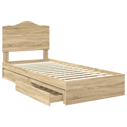 Storage Bed with Drawer Sonoma Oak 90 x 200 cm Engineered Wood