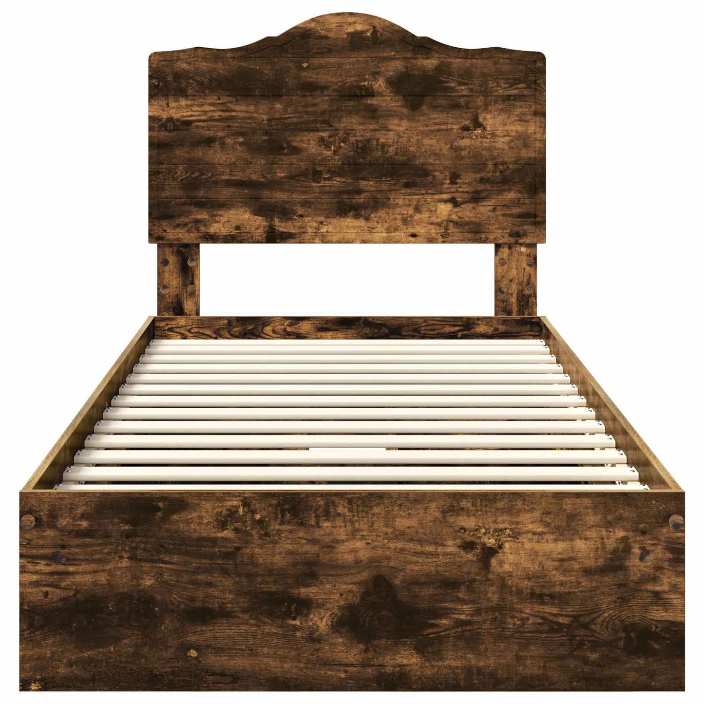 Storage Bed with Drawer Smoked Oak 90 x 200 cm Engineered Wood