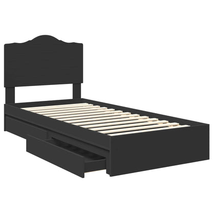 Storage Bed with Headboard Black 90 x 190 cm Engineered Wood