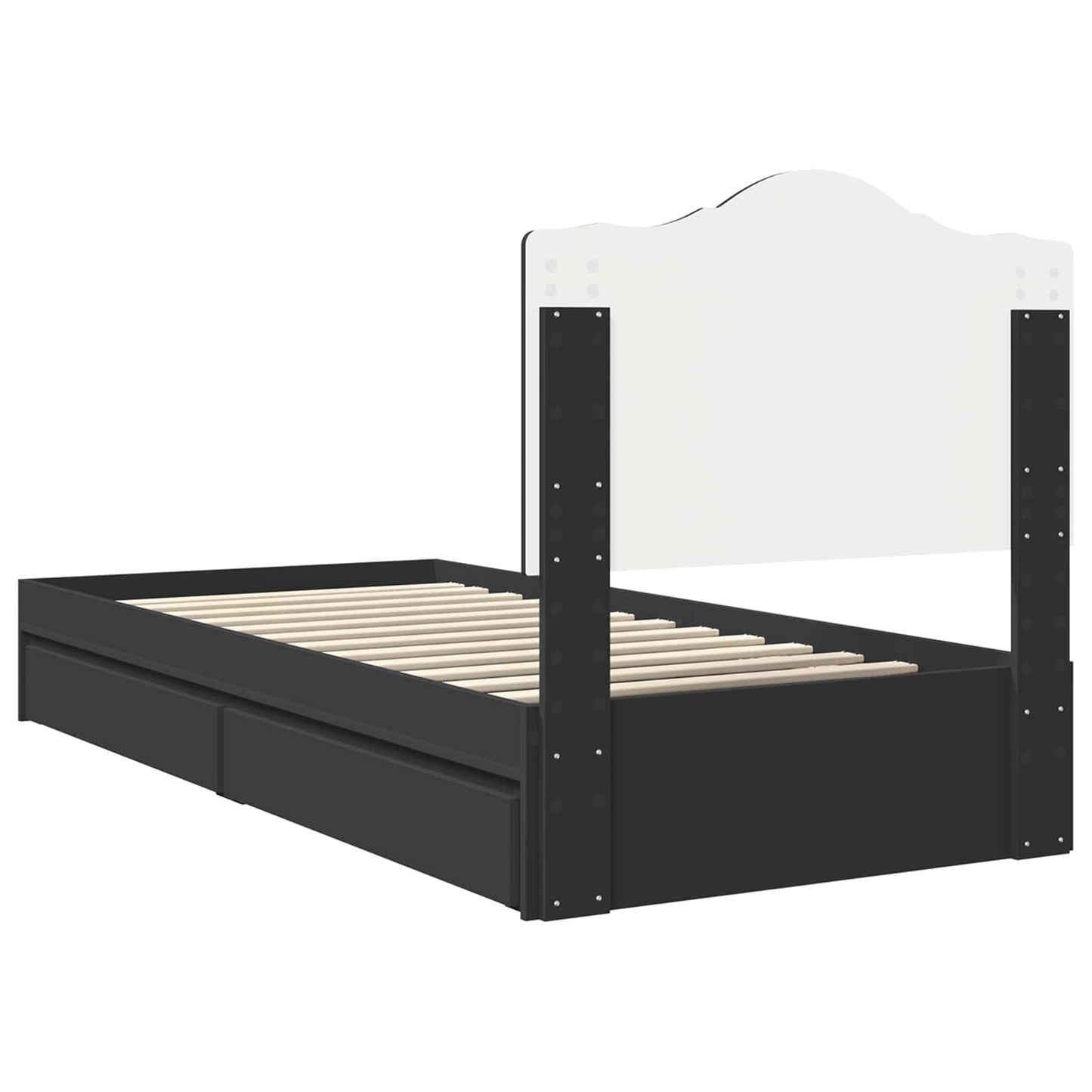 Storage Bed with Headboard Black 90 x 190 cm Engineered Wood
