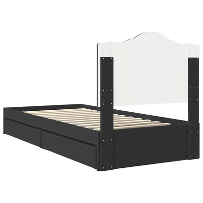 Storage Bed with Headboard Black 90 x 190 cm Engineered Wood